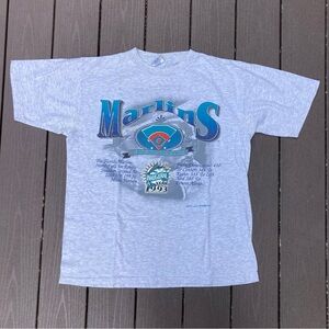 Vintage Florida Marlins MLB 1993 Inaugural Year Graphic T Shirt Size Large USA